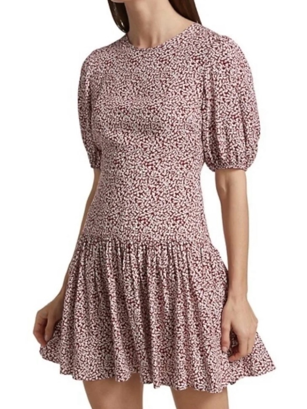NWOT Free People Floral Puff-Sleeve Mini Dress